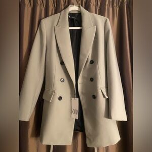 Zara Women's Double-Breasted Blazer in Olive Green/ Size small